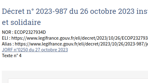 Décret n° 2023-987 du 26 octobre 2023 instituant un délégué ministériel à l'économie sociale et solidaire